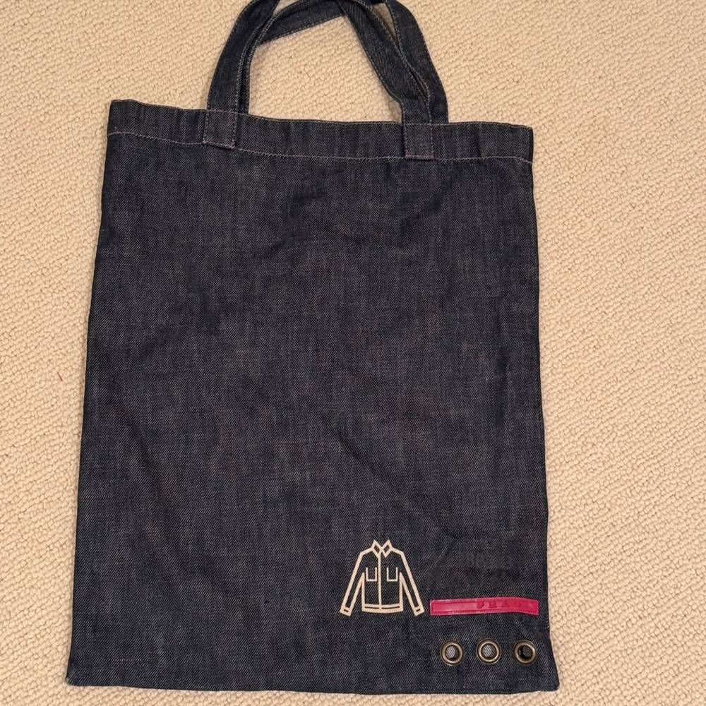 Prada Denim Tote with Red Accent